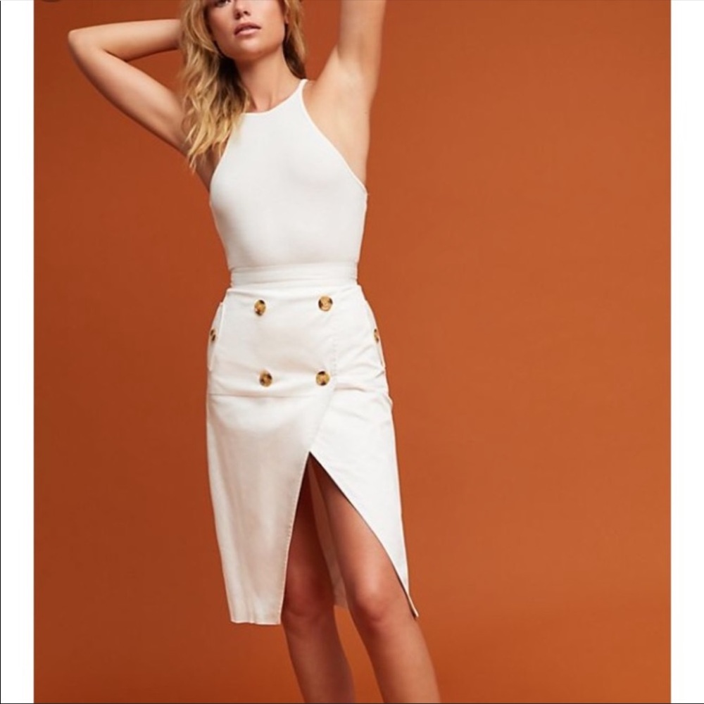 C/MEO Collective white button pencil skirt NWT - Picture 1 of 10
